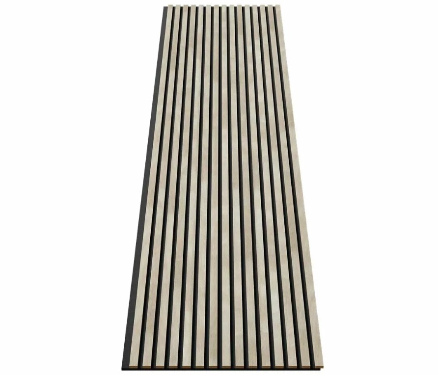 Акустическая панель, черный войлок, 2750х600х19мм, рейки МДФ ясень Кристалл