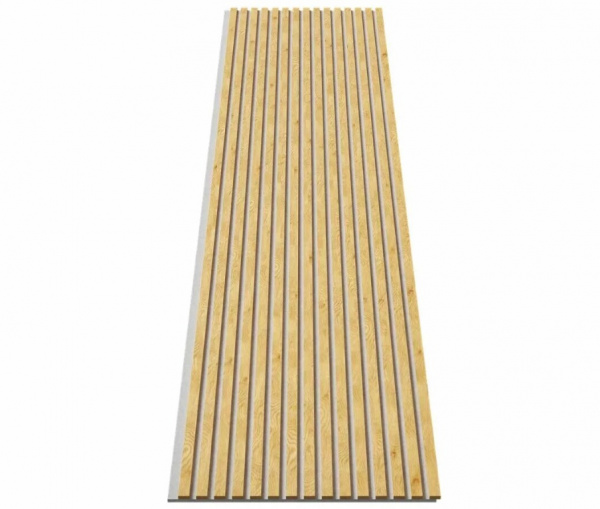 Акустическая панель, серый войлок, 2750х600х19мм, рейки МДФ дуб Медный